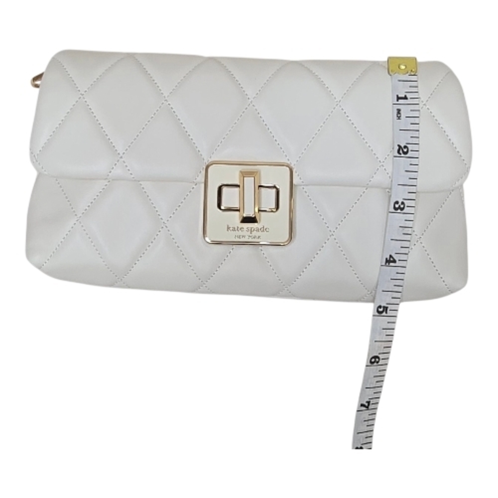 Kate Spade New York Carey Quilted Leather Chain Shoulder Bag Ivory NWT - Picture 8 of 9
